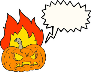 speech bubble cartoon halloween pumpkin