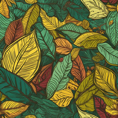 Summer Leaves Colorful Seamless Pattern