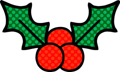 comic book style cartoon christmas holly