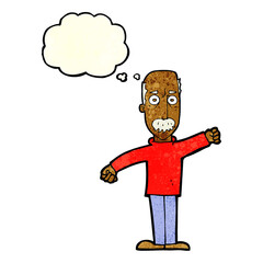 cartoon angry old man with thought bubble