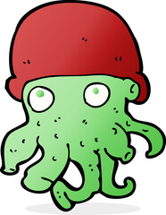 cartoon alien head wearing hat