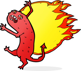 cartoon monster on fire