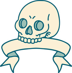 tattoo with banner of a skull
