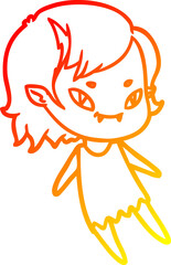 Obraz premium warm gradient line drawing cartoon friendly vampire girl