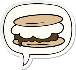 smore cartoon and speech bubble sticker