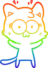rainbow gradient line drawing cartoon surprised cat