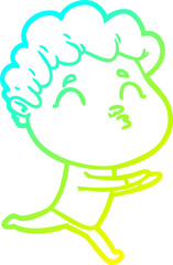 cold gradient line drawing cartoon man pouting