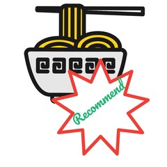 illustration of ramen and star icon symbol with phase 