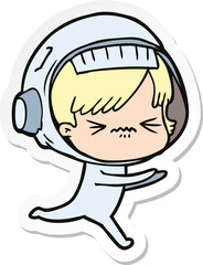 sticker of a angry cartoon space girl