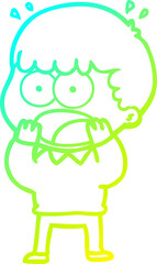 cold gradient line drawing cartoon shocked man