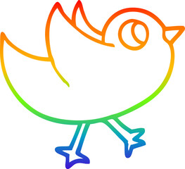 rainbow gradient line drawing cartoon bird flapping wings