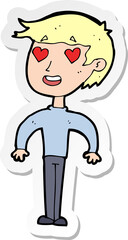 sticker of a cartoon man in love