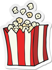 sticker of a cartoon popcorn - obrazy, fototapety, plakaty