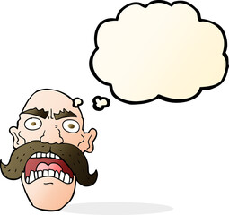 cartoon angry old man with thought bubble