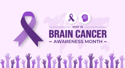 Brain Cancer Awareness Month or banner design template celebrated in may