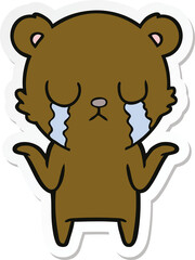 Fototapeta premium sticker of a crying cartoon bear