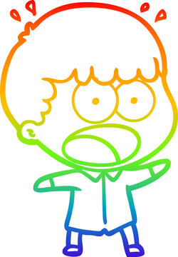 recommend clip art: rainbow gradient line drawing cartoon shocked man