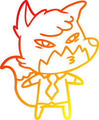 warm gradient line drawing clever cartoon fox