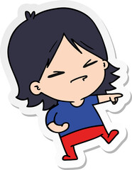 sticker cartoon of cute kawaii girl