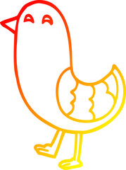 Fototapeta premium warm gradient line drawing cartoon red bird