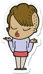sticker of a cartoon pretty hipster girl