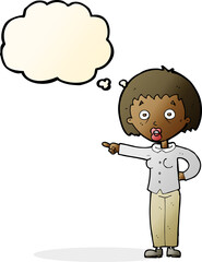 cartoon shocked woman with thought bubble