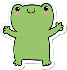 sticker of a cute cartoon frog