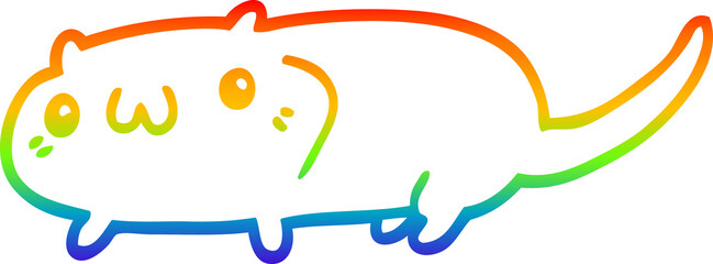 rainbow gradient line drawing cartoon cat