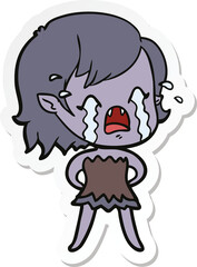 sticker of a cartoon crying vampire girl