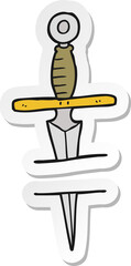sticker of a cartoon dagger tattoo symbol