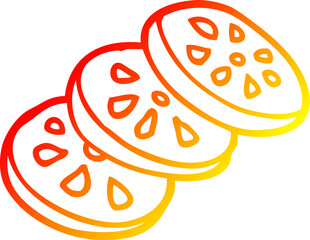 warm gradient line drawing cartoon sliced tomato