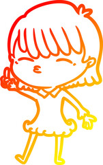 warm gradient line drawing cartoon woman