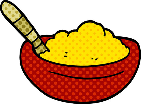 Cartoon Doodle Bowl Of Polenta