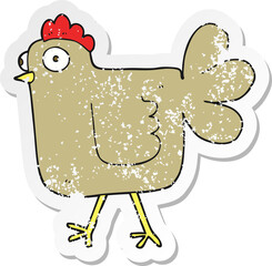 retro distressed sticker of a cartoon chicken