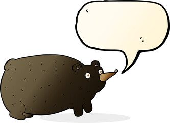 funny cartoon bear with speech bubble