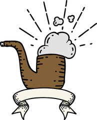 banner with tattoo style smoking pipe