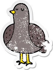 distressed sticker of a cartoon bird