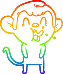 rainbow gradient line drawing crazy cartoon monkey