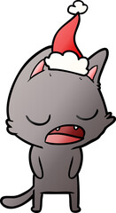 talking cat gradient cartoon of a wearing santa hat