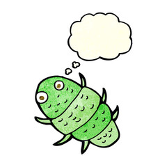 cartoon bug with thought bubble
