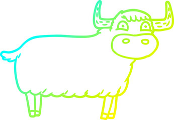 cold gradient line drawing cartoon highland cow