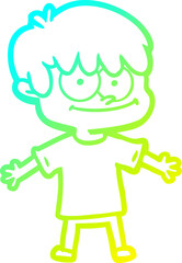 cold gradient line drawing happy cartoon man