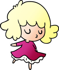 gradient cartoon of a cute kawaii girl