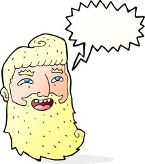 cartoon laughing bearded man with speech bubble