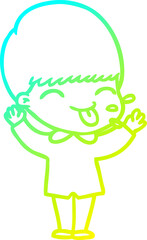 cold gradient line drawing cartoon funny boy