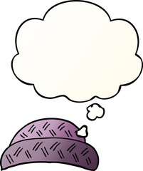 cartoon hat and thought bubble in smooth gradient style