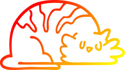 warm gradient line drawing cartoon sleepy cat