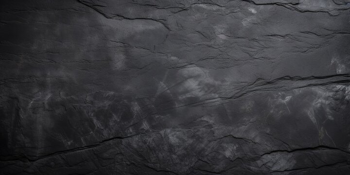 Abstract dark grey black slate background or texture. Close-up. Dark grey black rock backdrop, generative ai