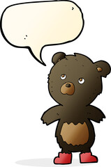 Obraz premium cartoon cute little bear with speech bubble