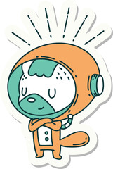 sticker of tattoo style animal in astronaut suit